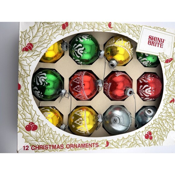 Shiny Brite Vintage Glass Christmas Tree Ornaments Original Box Holiday - Picture 1 of 7